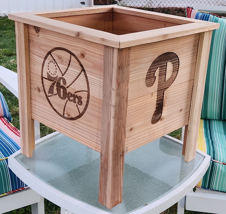 4 sided Philly Sports Teams Planter (Phillies 76ers Side) - No Finish